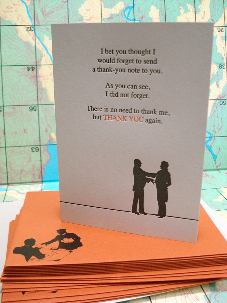 Thanks Again - letterpress thank-you greeting