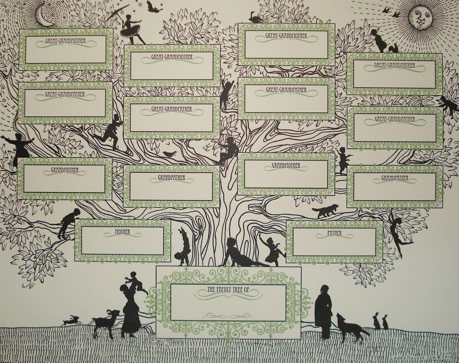 Oddball Family Tree - letterpress print