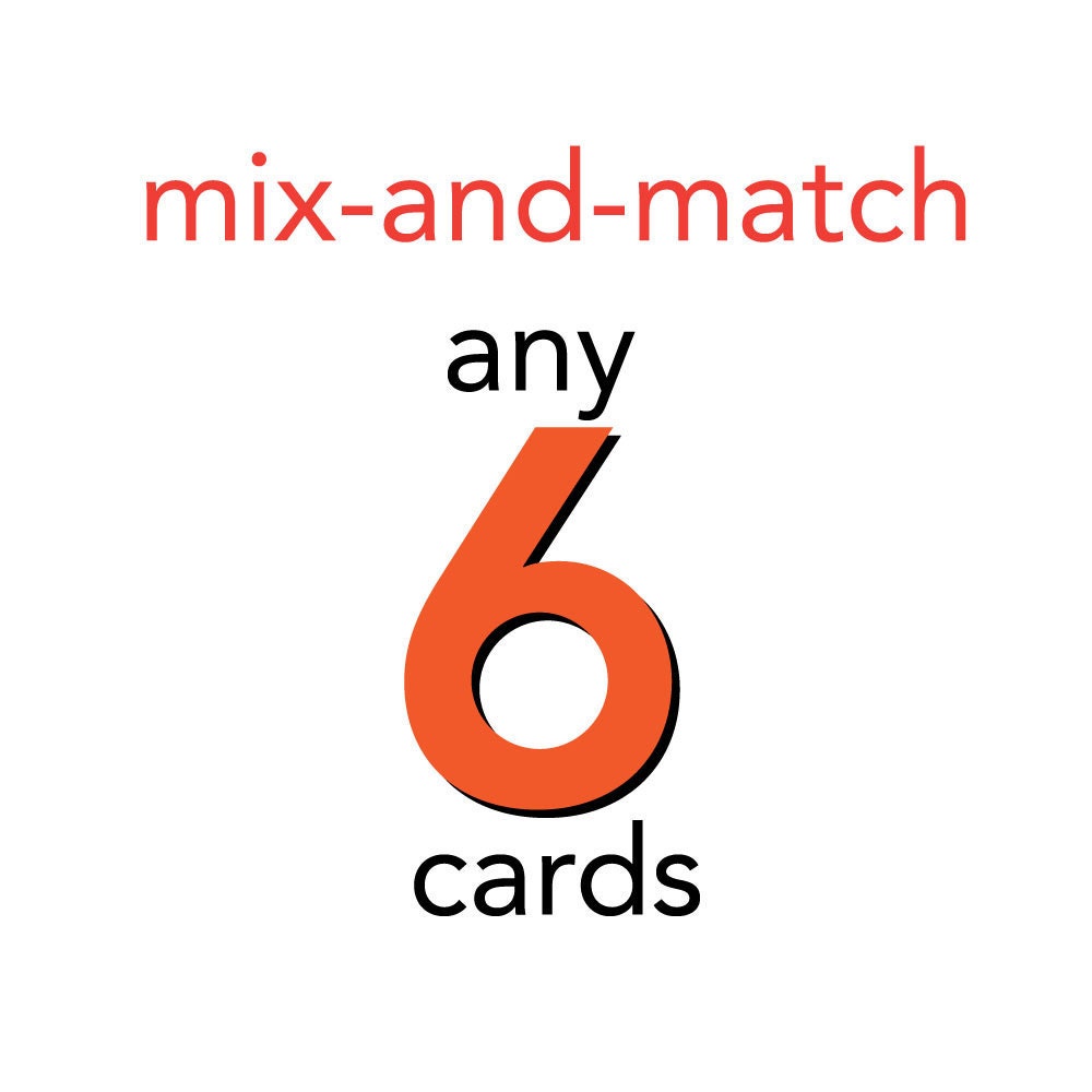 Mix-N-Match - any 6 letterpress greetings