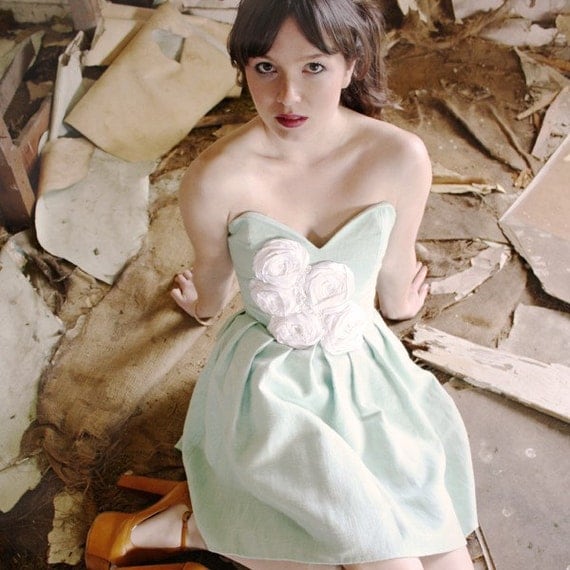 SALE Rosette Dress, Mint