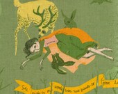 Heather Ross Fabric - Snow White in Green from Far, Far Away, Chapter 3 - Half Yard