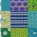 Echino Fabric by Etsuko Furuya - Story Patchwork in Blue, Green- Half Yard
