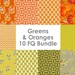 SALE - Instant Stash in Greens and Oranges - Amy Butler, Denyse Schmidt, Kaffe Fassett 10 Fat Quarter Bundle