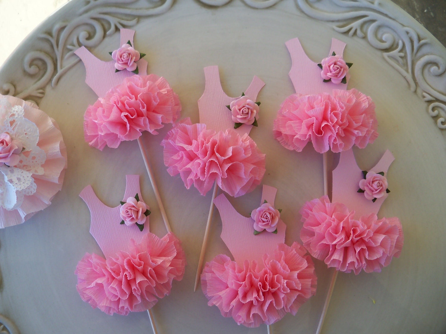 Ballerina Tutu Cupcake Toppers Set of Six