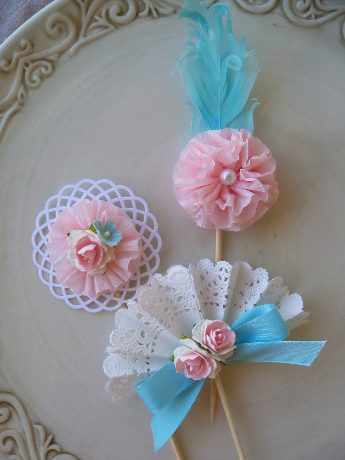 Marie Antoinette Inspired Cupcake Toppers Set of Six for Birthday Party