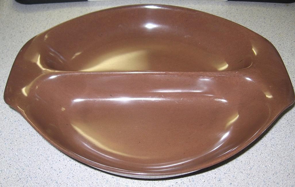 Rare Russel Wright Melmac COPPER PENNY Divided Vegetable Dish Melamine Residential