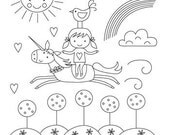 Spring Unicorn RIde Embroidery Pattern