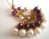 Amethyst and pearl earring