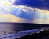 Sky and Sea - 8x10 Ocean and sunset Beach Signed Art Photography, Peaceful Seascape home Office decor, Myrtle Beach, Blue gold
