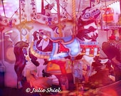 Carnival, Circus, Wild Horses - Carousel Art, Merry go Round  vibrant dreamy colors, Pink, Purple, Orange Nursery home decor