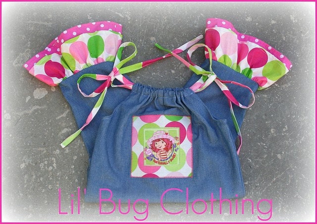 Custom Boutique Clothing Strawberry Shortcake Girls Denim Jumper