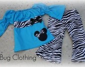 Custom Boutique Clothing Aqua Minnie Mouse Peasant Pant Set Zebra 12 18 24 2t 3t 4t 5t 6