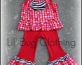 Valentines Zebra Heart Top and Pant Custom Boutique Clothing Girl 12 18 24 2t 3t 4t 5t 6 girl