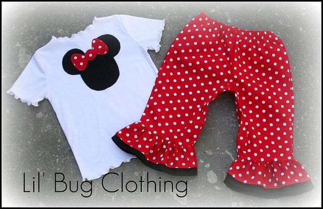 Custom Boutique Clothing Red Minnie Mouse Capri Tee Girl