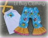 Sponge Bob Square Pants  Birthday Girl Outfit Capri and Halter Girl 12 18 24 2t 3t 4t 5t 6 7 8 girl