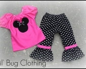 Custom Boutique Polka Dot  Minnie Mouse peasant Capri et size 12 18 24 2t 3t 4t 5t 6 7 girl
