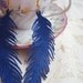 Feather Earrings Blue Leather