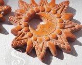 El Barro Terra Cotta Sun Moon Focal Beads, Jewelry Finding, Supplies