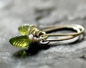 Leaf Earrings, Birthstone Jewelry, Peridot Earrings, Spring Green, Drop Earrings, Spring Jewelry, August Birthstone