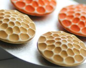 Magnets, Honeycomb, Fridge Magnets, Fun Magnets, Teacher Gift, Bee Lover, Orange and Honey Gold Textured Vintage Lucite, Set of 4