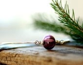 Modern Bangle Bracelet, Silver Bangle, Simple Minimalist Jewelry, Purple Glass Bangle, Stacking Bangle - Mulled Wine