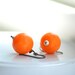 Great Pumpkin Earrings, Orange Vintage Lucite and Gunmetal