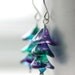 Peacock Green Earrings, Purple Glass Earrings, Nature Earrings, Garden Wedding, Flower Earrings, Teal and Plum, Sterling Silver - Lupin