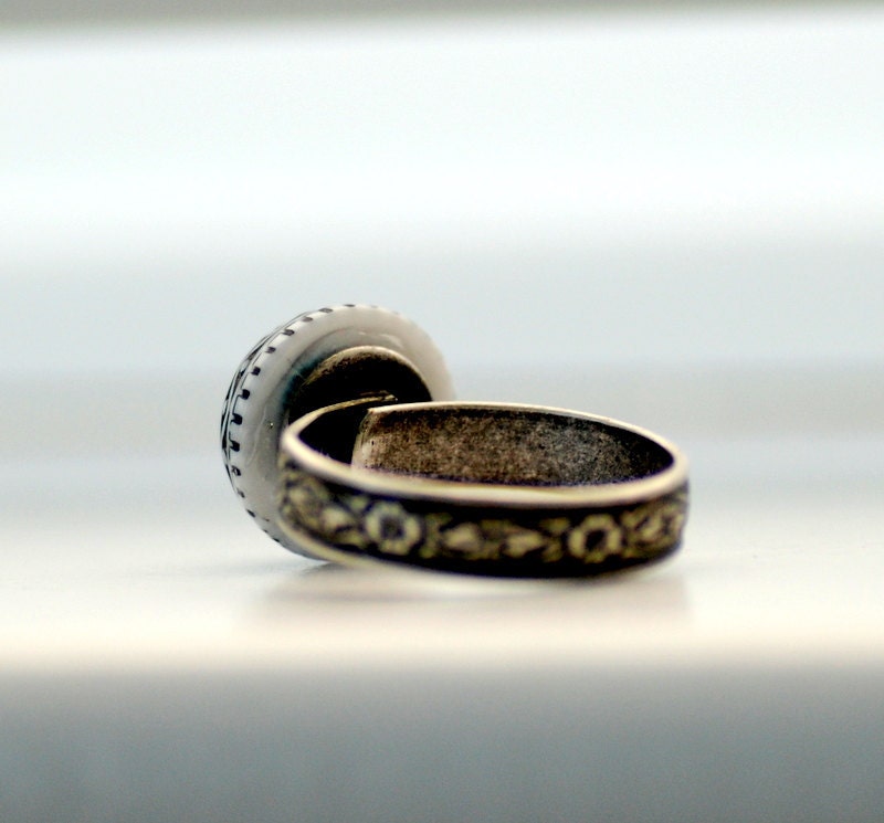 Adjustable Ring, Black and White, Scandinavian Design, Lucite Jewelry, Nordic, Whimsical Ring