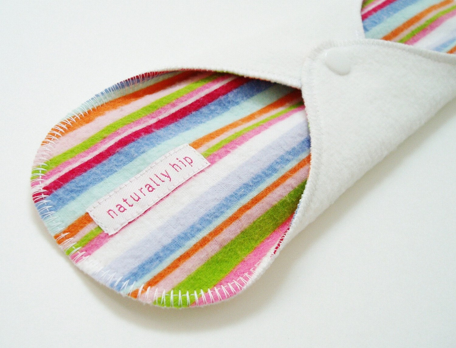 10.5" Organic Bamboo Fleece Cloth Menstrual Pad - Candy Stripes