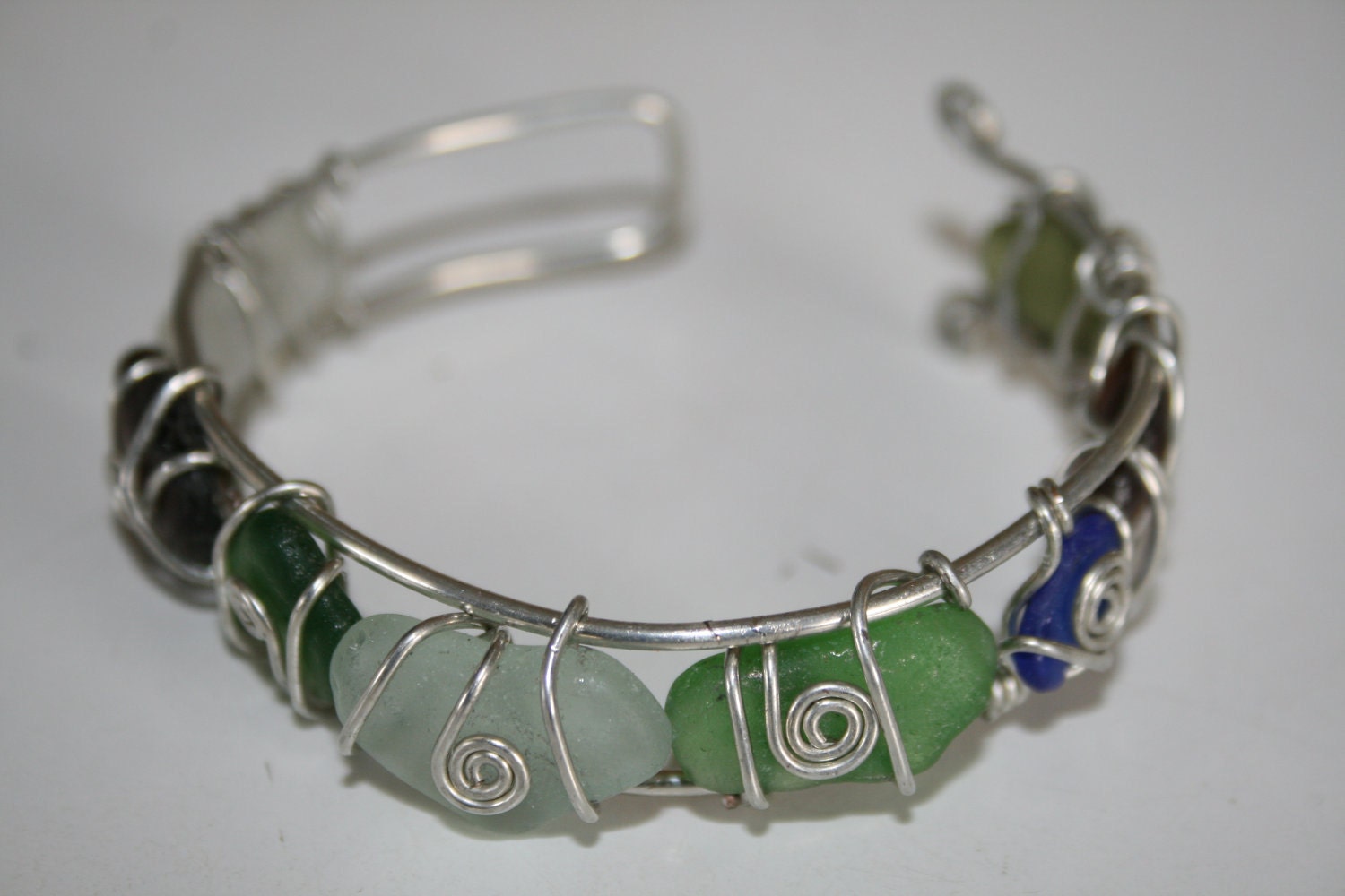WIre Wrapped Seaglass Bracelet