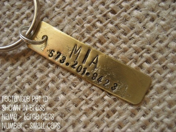 Rectangle Pet ID Tag in Brass