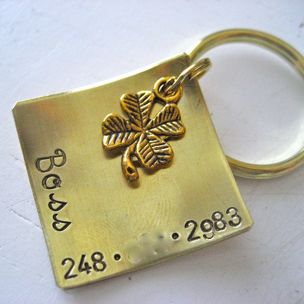 Lucky Charm - 1 inch personalized pet ID tag in brass
