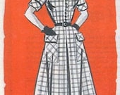 Vintage 50s Anne Adams Mail Order pattern 4735 ROCKABILLY Shirtwaist Dress with BIG Pockets and Heyhole Opening Size 14 Bust 32