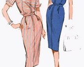 Vintage 60s Sewing Pattern Butterick 9259 Best Sheath Wiggle Dress with Square Neckline and Tab Details Size 18 UNCUT