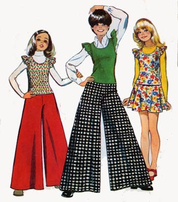Vintage 70s Sewing Pattern Simplicity 5763 Girls Top, Skirt and Palazzo Pants Size 8
