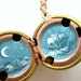 Night Sailing Locket, Under the Moon, Miniature in Dark Teal and White, Hand-painted Locket