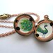 Peacock Locket, Hand painted in Turquoise, Cobalt blue and Gold, Vintage Stock Brass Locket