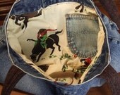 Denim and Wool Shoulder Bag