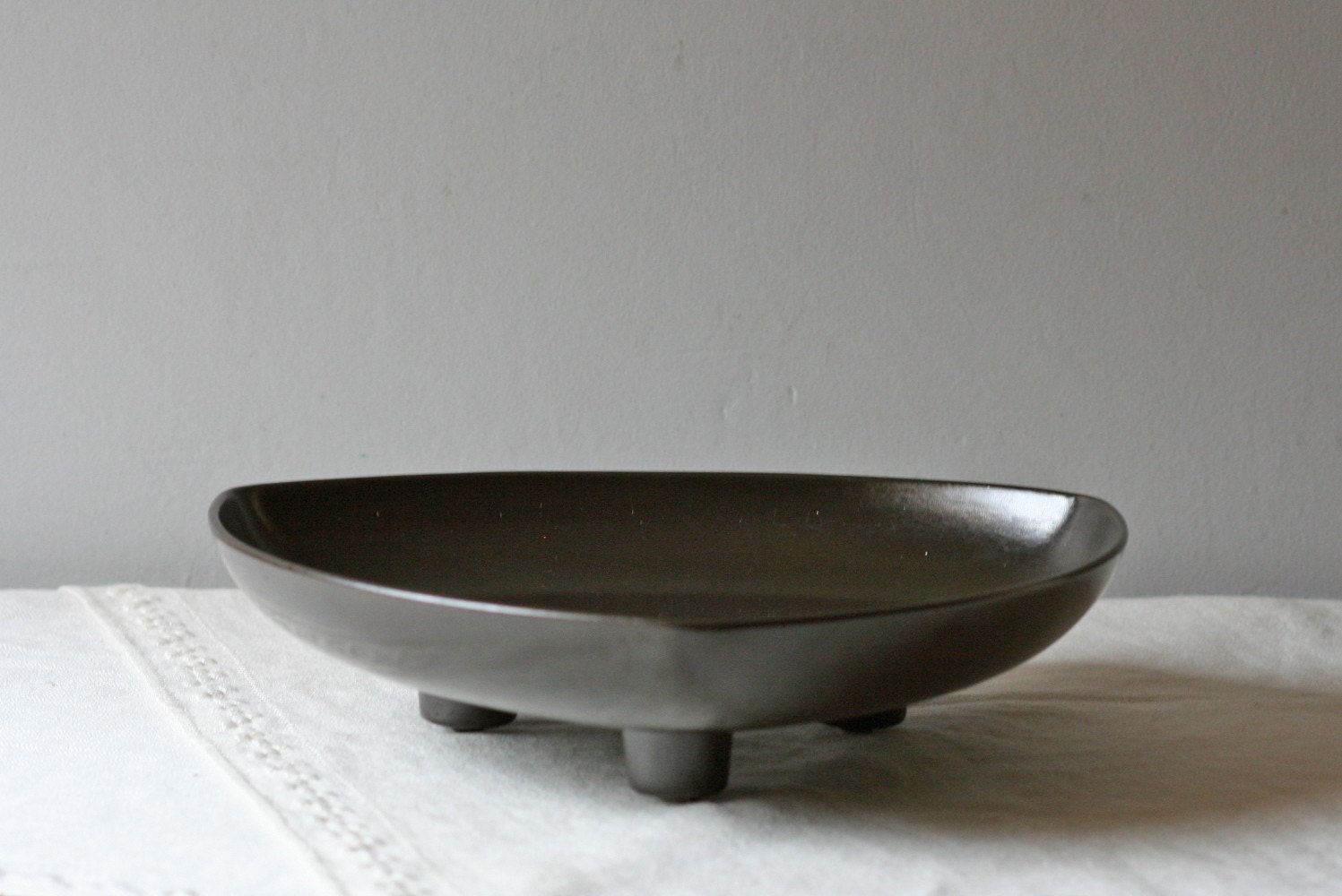 black ceramic candle holder / modern triangular shape