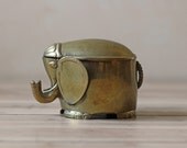 vintage solid brass elephant lidded box