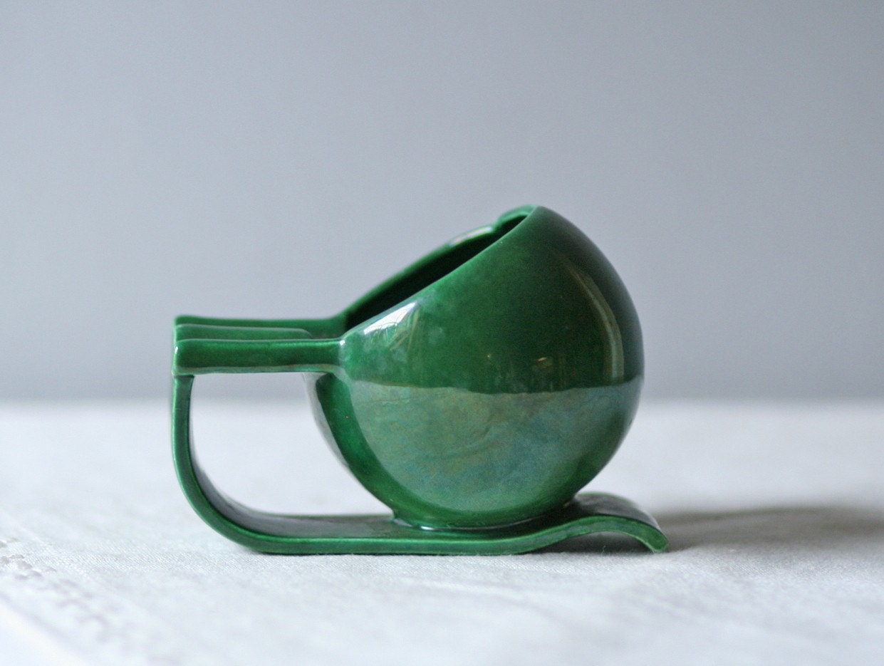 vintage green ceramic ashtray