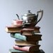 stacked books side table / home decor