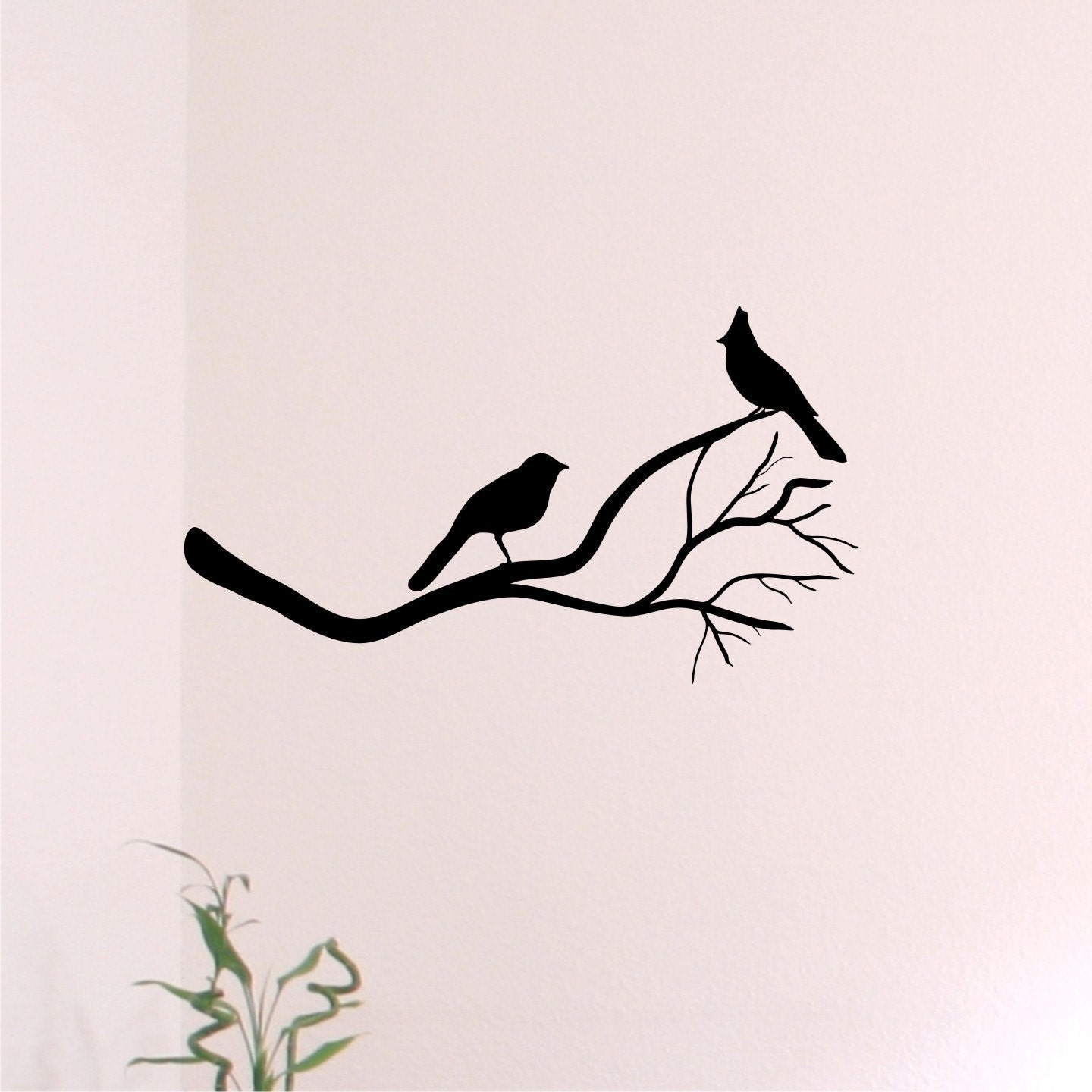 Wall Decal Two Birds on a Branch Nature Wall Decor Vinyl Wall Art
