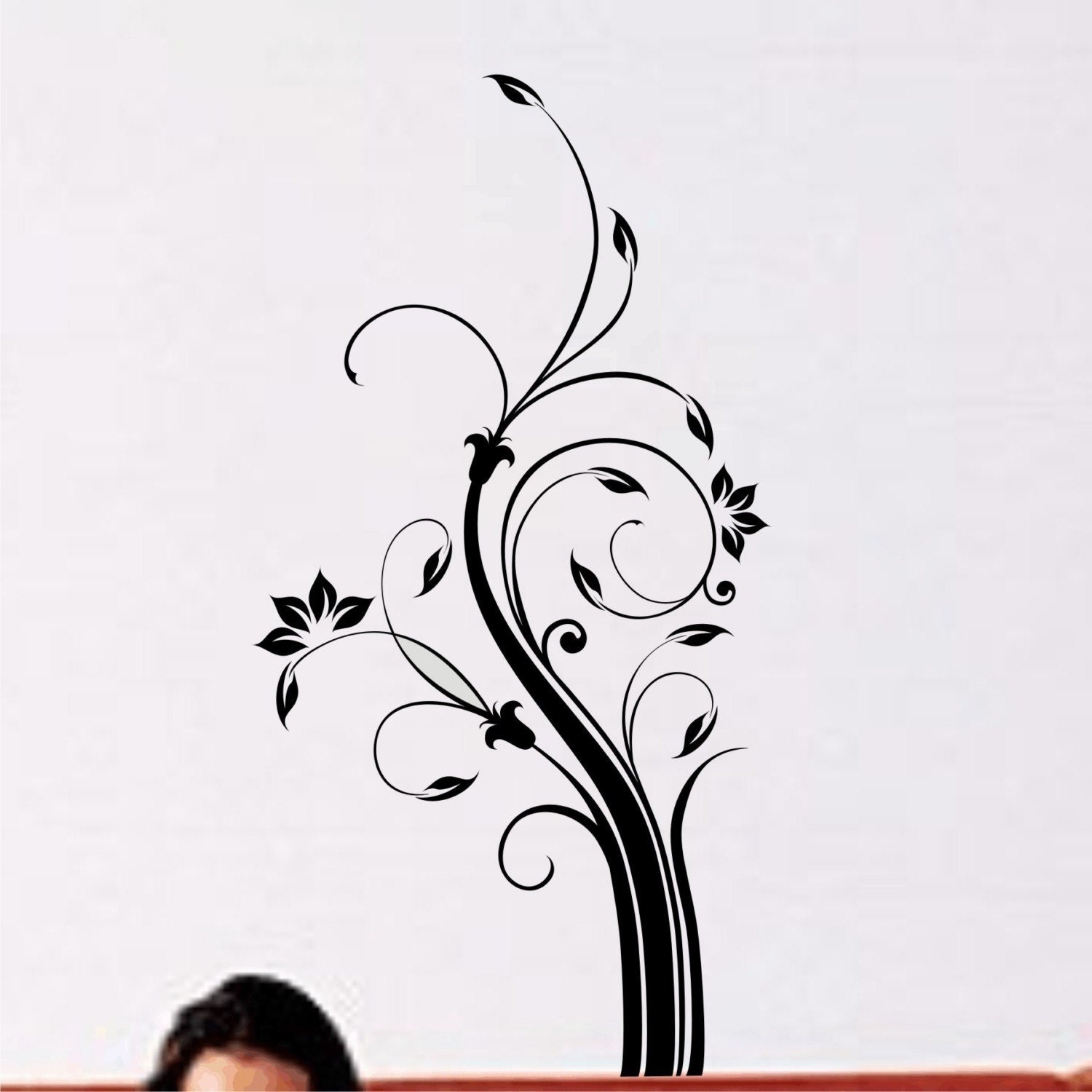 Wall Decal Floral Motif Nature Wall Decor Sticker Vinyl Wall Art