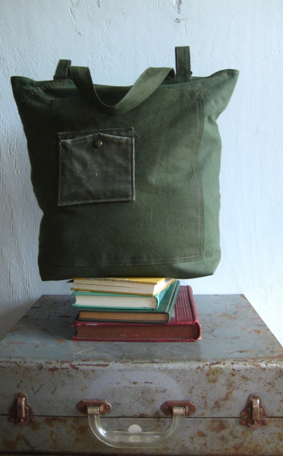 The Market Bag a Rural Rustic repurposed messenger bag for hauling heavy to dainty things
