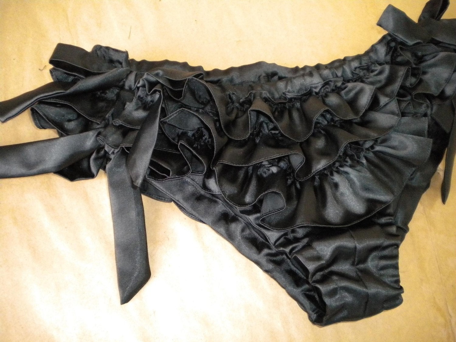 Jasmine ruffled side-tie panties - SILK CHARMEUSE - custom to your size