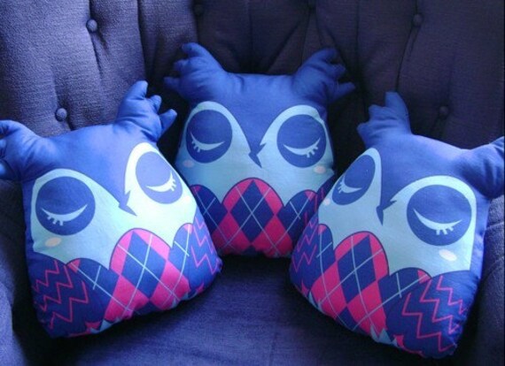 Argyle Owl Pillow