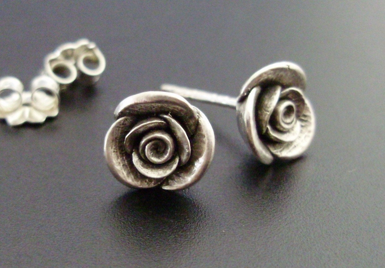 Roses for your Ears - Handsculpted, Cast in Sterling Silver - READY TO SHIP