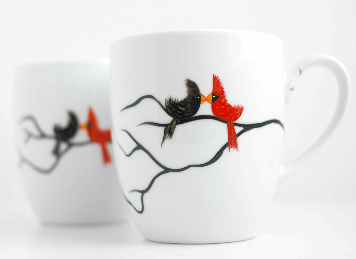 Personalized Love Birds Coffee Mugs--Set of 2