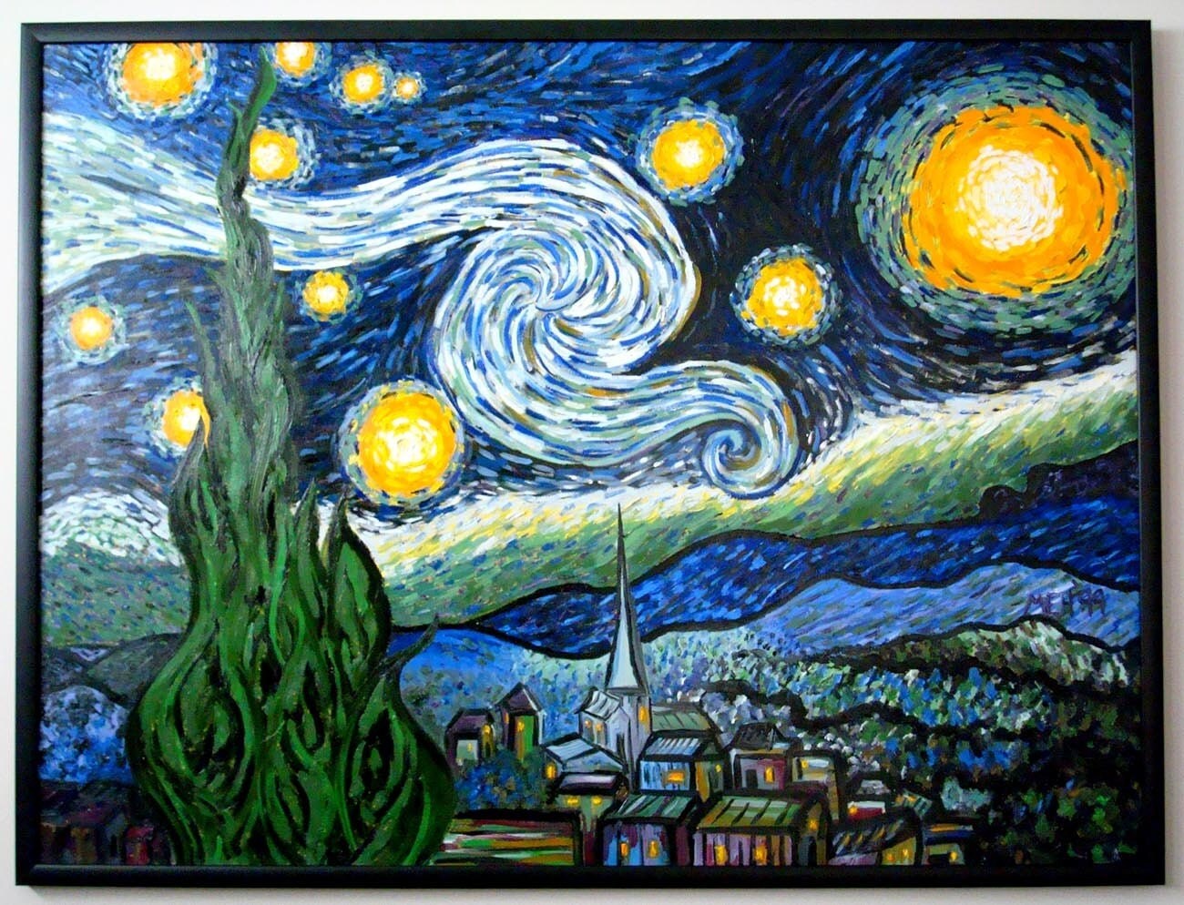 Van Goghs Starry Night Original Oil Painting by MaryElizabethArts